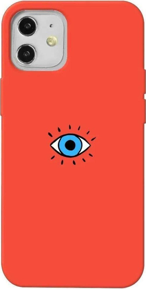 İphone 12 Mini Turuncu Renkli Silikon Telefon Kılıfı - One Eye