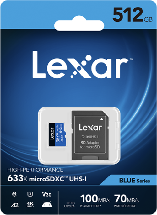 512GB microSDXC 633X UHS-1 Class 10 A2 V30 U3 Hafıza Kartı