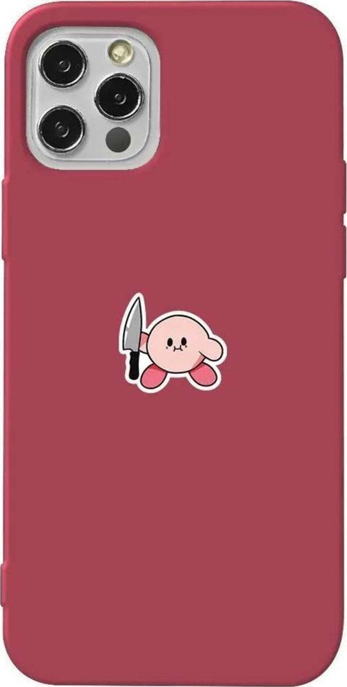 İphone 12 Pro Bordo Renkli Silikon Telefon Kılıfı - Kirby