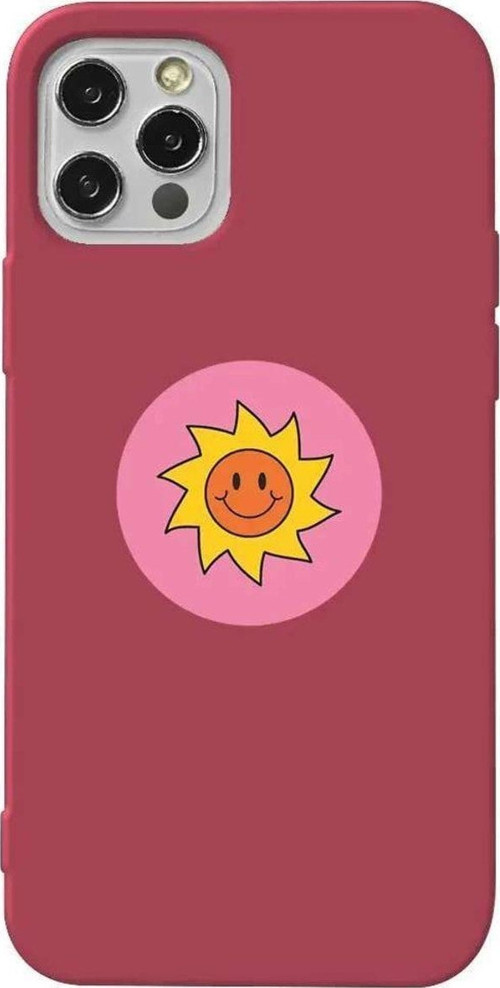 iPhone 12 Bordo Renkli Silikon Telefon Kılıfı - Sun