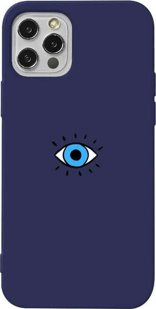 İphone 12 Pro Lacivert Renkli Silikon Telefon Kılıfı - One Eye