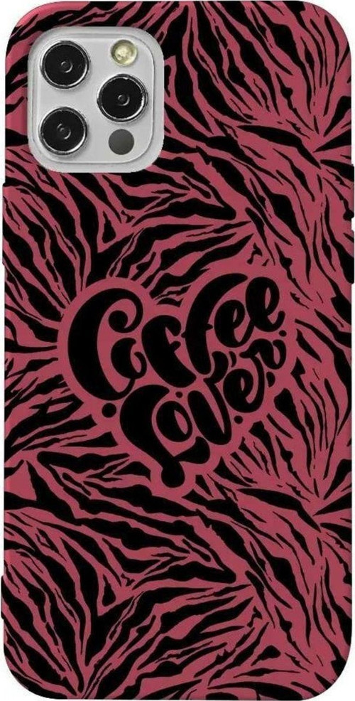 İphone 12 Pro Max Bordo Renkli Silikon Telefon Kılıfı - Coffee Lover
