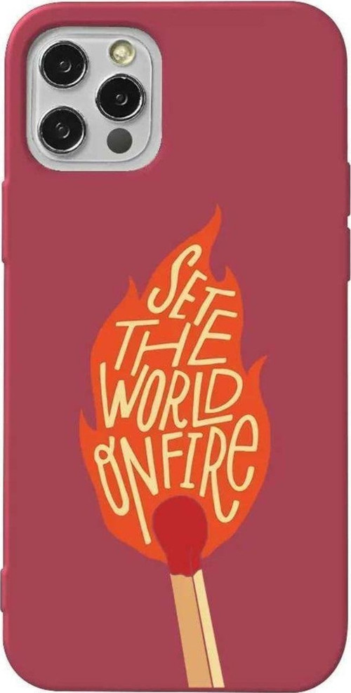 İphone 12 Pro Max Bordo Renkli Silikon Telefon Kılıfı - World On Fire