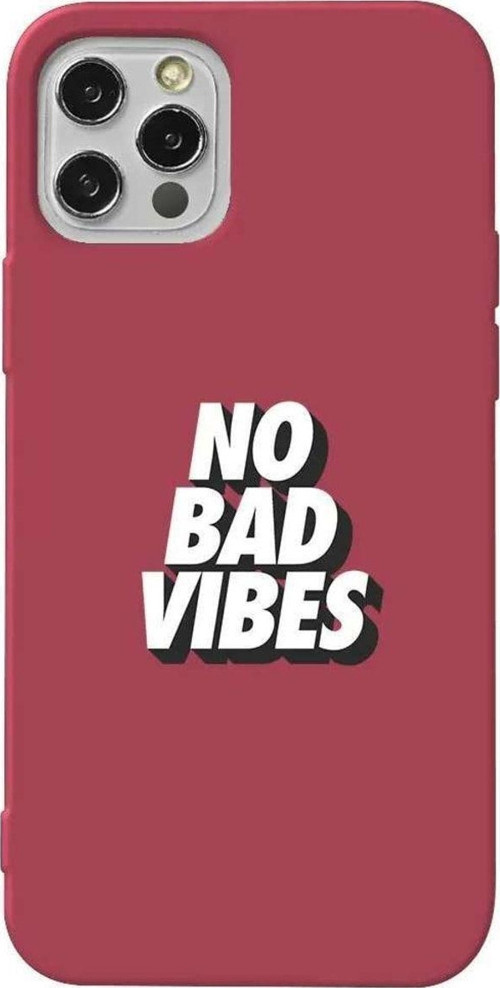 İphone 12 Pro Max Bordo Renkli Silikon Telefon Kılıfı - No Bad Vibes