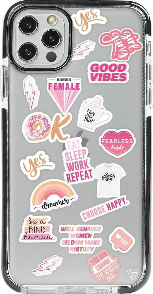 İphone 12 Pro Max Siyah Impact Female Sticker Premium Telefon Kılıfı