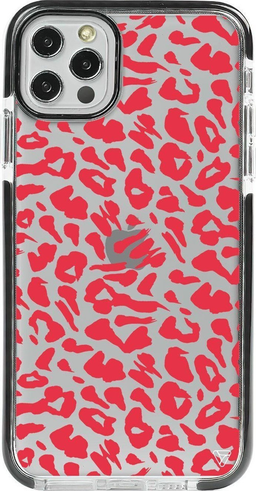 İphone 12 Pro Max Siyah Impact Leopar Rose Premium Telefon Kılıfı