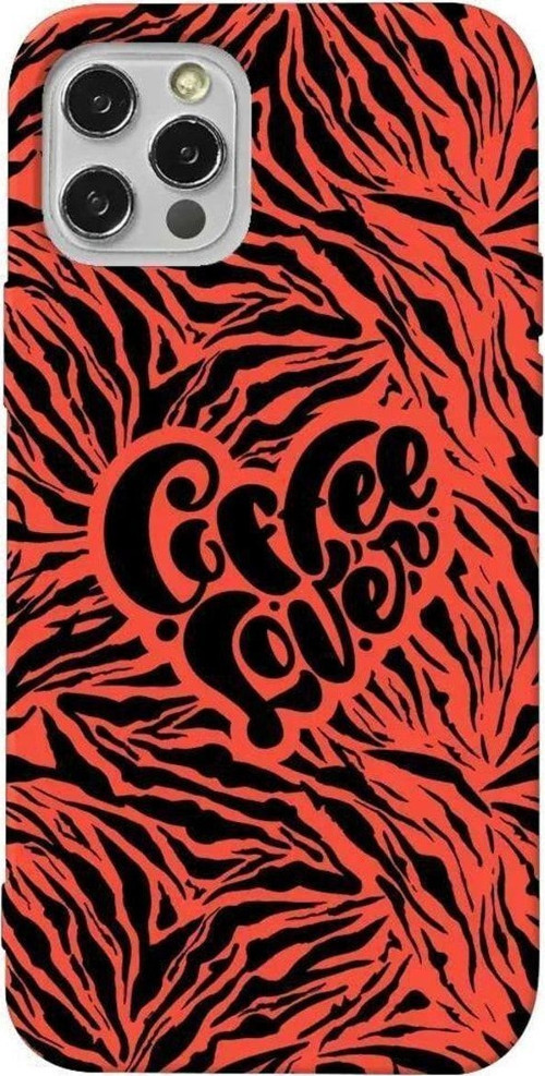 İphone 12 Pro Max Turuncu Renkli Silikon Telefon Kılıfı - Coffee Lover