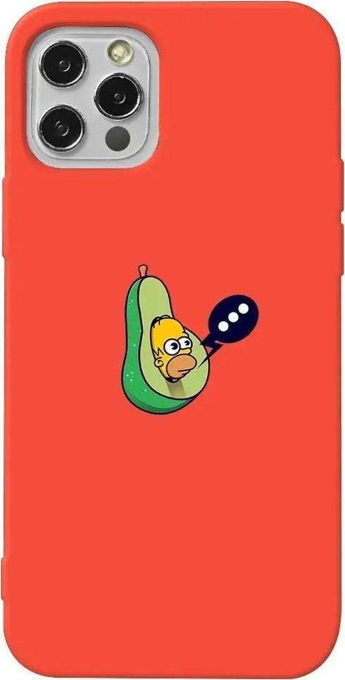 İphone 12 Pro Turuncu Renkli Silikon Telefon Kılıfı - Avokado Simpson