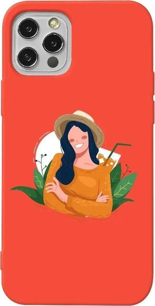 İphone 12 Pro Max Turuncu Renkli Silikon Telefon Kılıfı - Lovely Smile