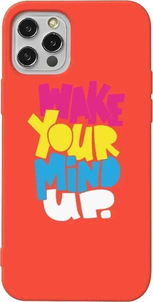 İphone 12 Pro Max Turuncu Renkli Silikon Telefon Kılıfı - Wake Your Mind Up