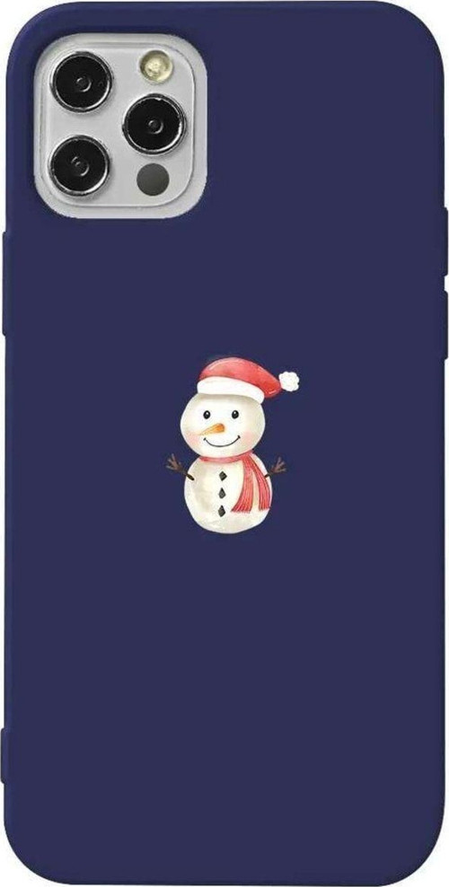 İphone 12 Pro Max Uyumlu Lacivert Renkli Silikon Telefon Kılıfı - Snowman
