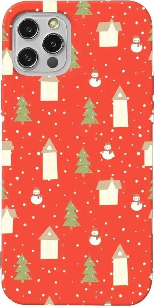 İphone 12 Pro Turuncu Renkli Silikon Telefon Kılıfı - Snowy Xmas