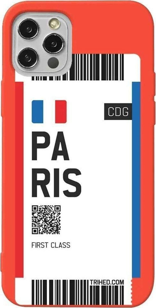 İphone 12 Pro Turuncu Renkli Silikon Telefon Kılıfı - Paris Bileti
