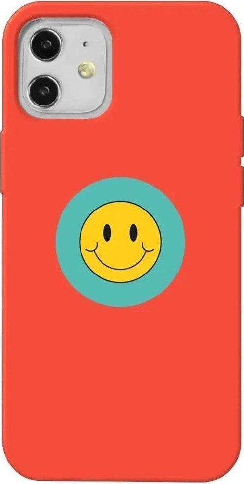 iPhone 12 Turuncu Renkli Silikon Telefon Kılıfı - Smile 2