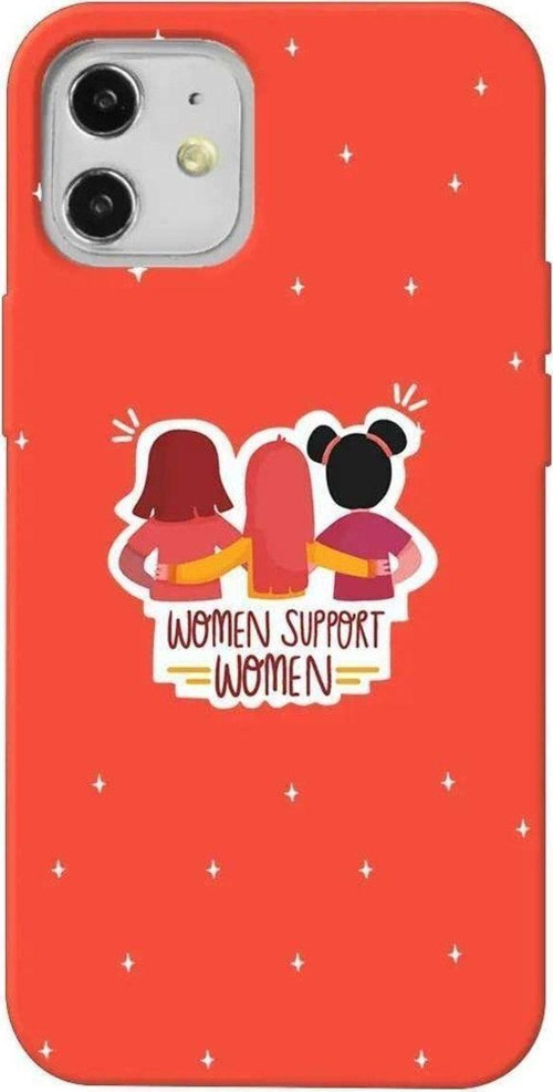 iPhone 12 Turuncu Renkli Silikon Telefon Kılıfı - Woman Support