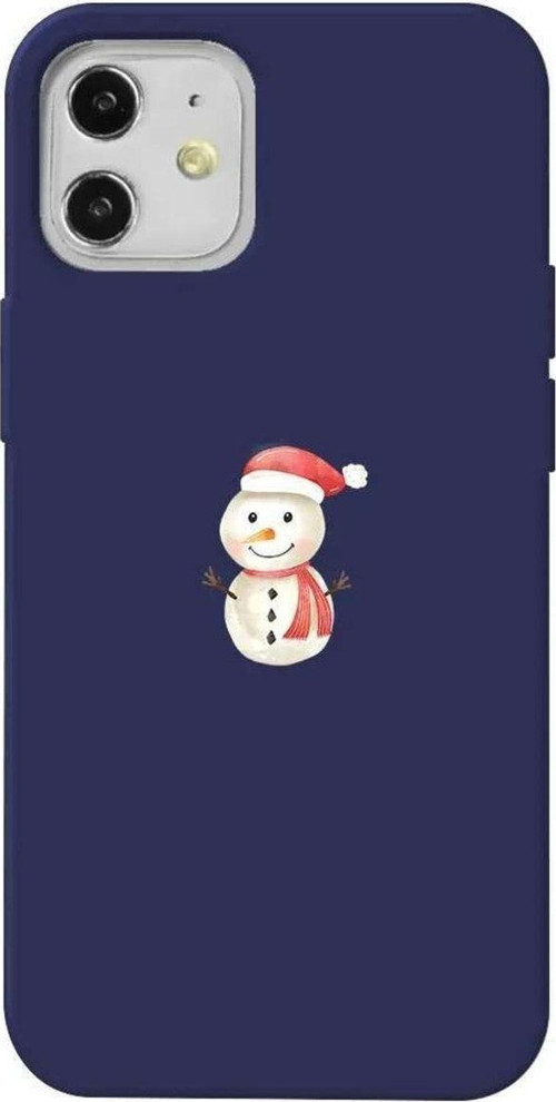 iPhone 12 Uyumlu Lacivert Renkli Silikon Telefon Kılıfı - Snowman