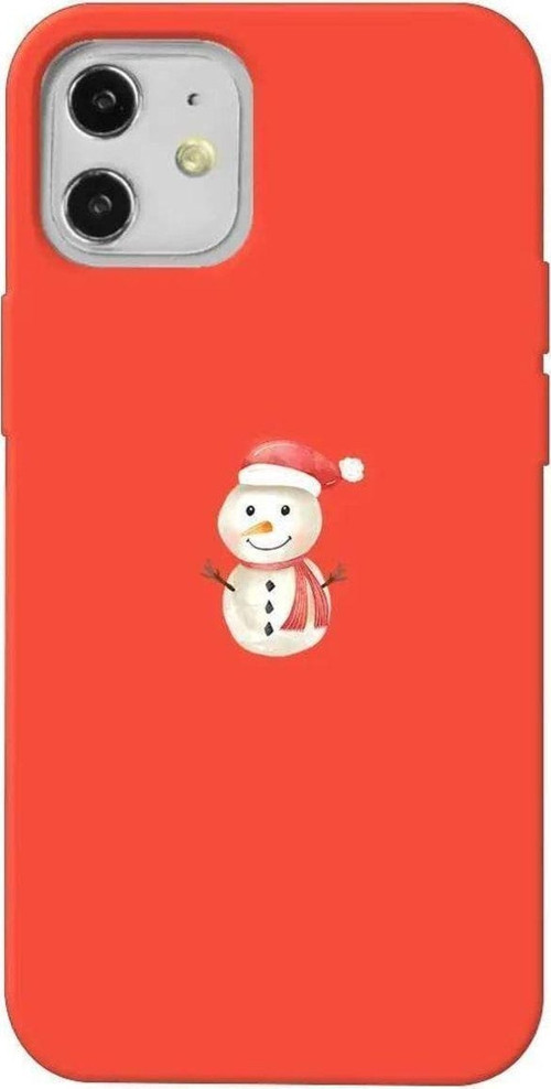 iPhone 12 Uyumlu Turuncu Renkli Silikon Telefon Kılıfı - Snowman