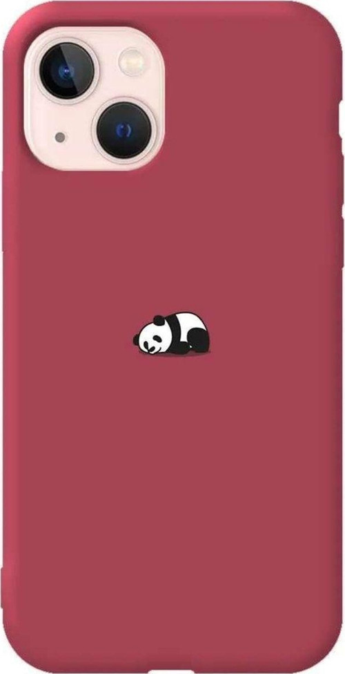iPhone 13 Bordo Renkli Silikon Telefon Kılıfı - Miskin Panda