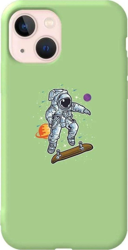 iPhone 13 Açık Yeşil Renkli Silikon Telefon Kılıfı - Yer Çekimi