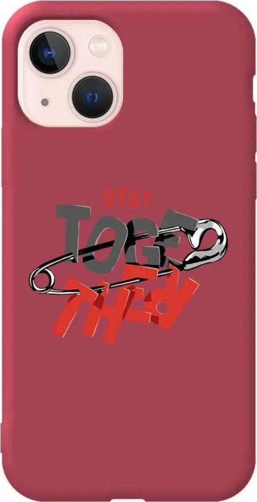iPhone 13 Bordo Renkli Silikon Telefon Kılıfı - Together