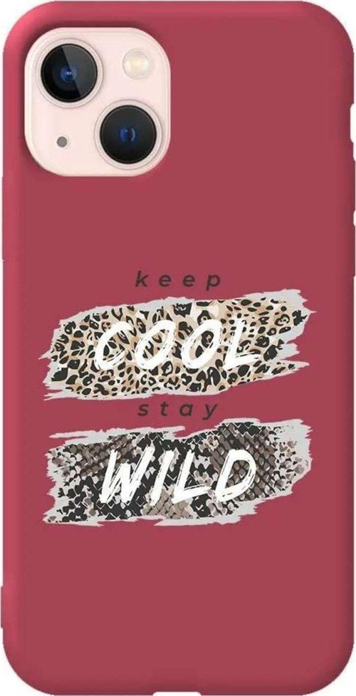 iPhone 13 Bordo Renkli Silikon Telefon Kılıfı - Cool Wild