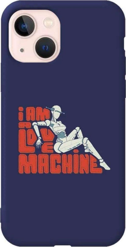 iPhone 13 Lacivert Renkli Silikon Telefon Kılıfı - Love Machine