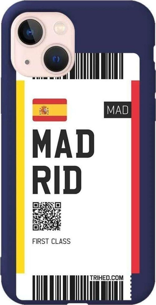 iPhone 13 Lacivert Renkli Silikon Telefon Kılıfı - Madrid Bileti