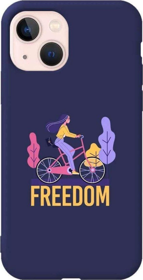iPhone 13 Lacivert Renkli Silikon Telefon Kılıfı - Freedom