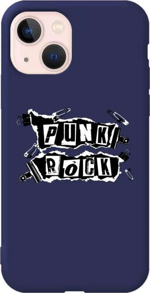 iPhone 13 Lacivert Renkli Silikon Telefon Kılıfı - Punk Rock