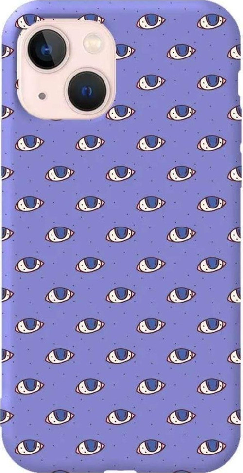iPhone 13 Lila Renkli Silikon Telefon Kılıfı - Eyes On You