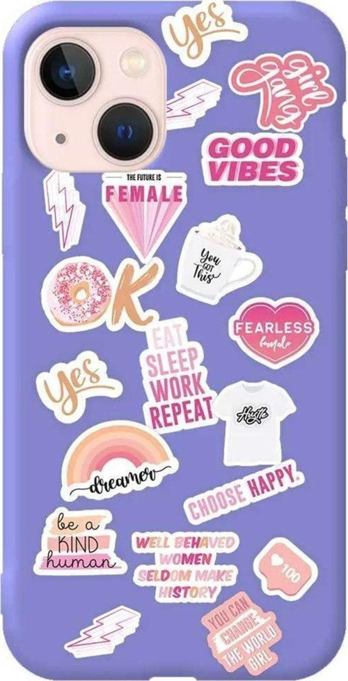 iPhone 13 Lila Renkli Silikon Telefon Kılıfı - Female Sticker