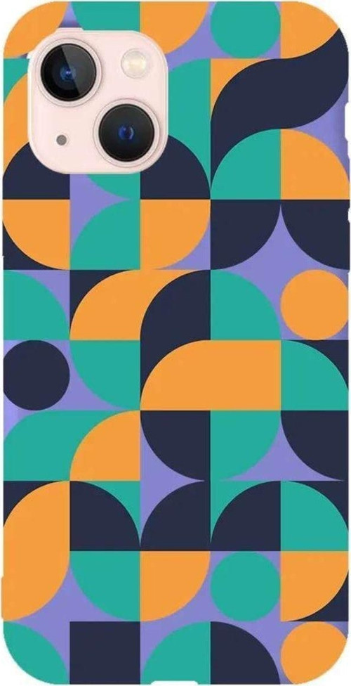 iPhone 13 Lila Renkli Silikon Telefon Kılıfı - Abstract Desen 9
