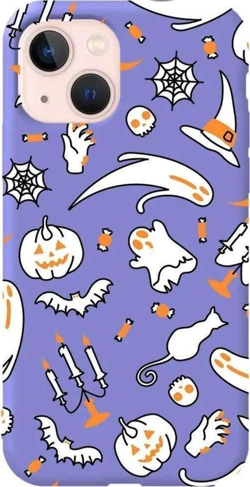 iPhone 13 Lila Renkli Silikon Telefon Kılıfı - It's Halloween