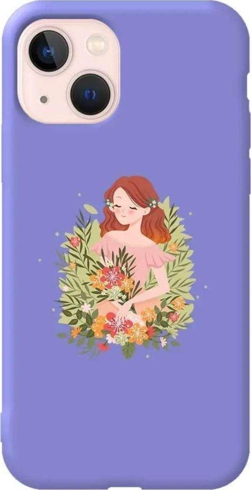 iPhone 13 Lila Renkli Silikon Telefon Kılıfı - Bloom And Feel