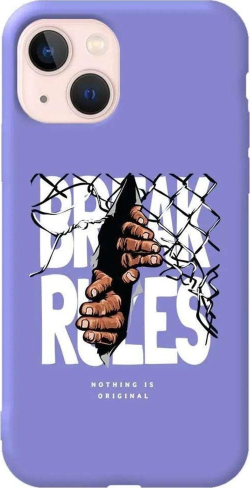 iPhone 13 Lila Renkli Silikon Telefon Kılıfı - Break Rules