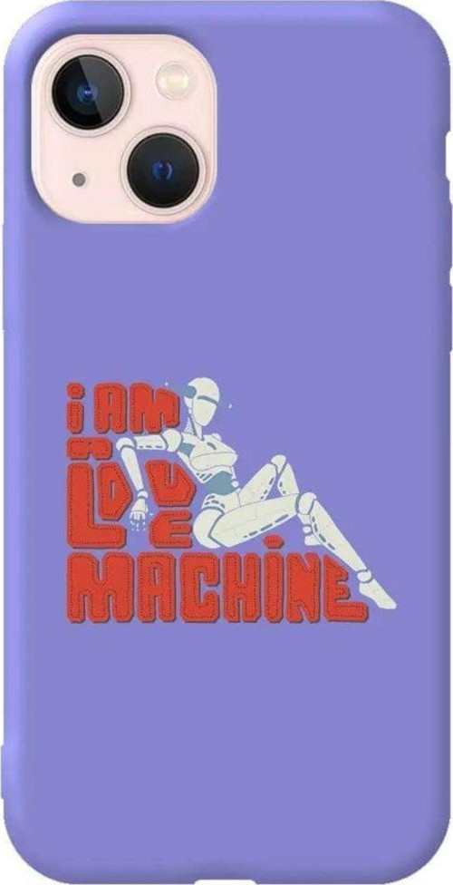 iPhone 13 Lila Renkli Silikon Telefon Kılıfı - Love Machine