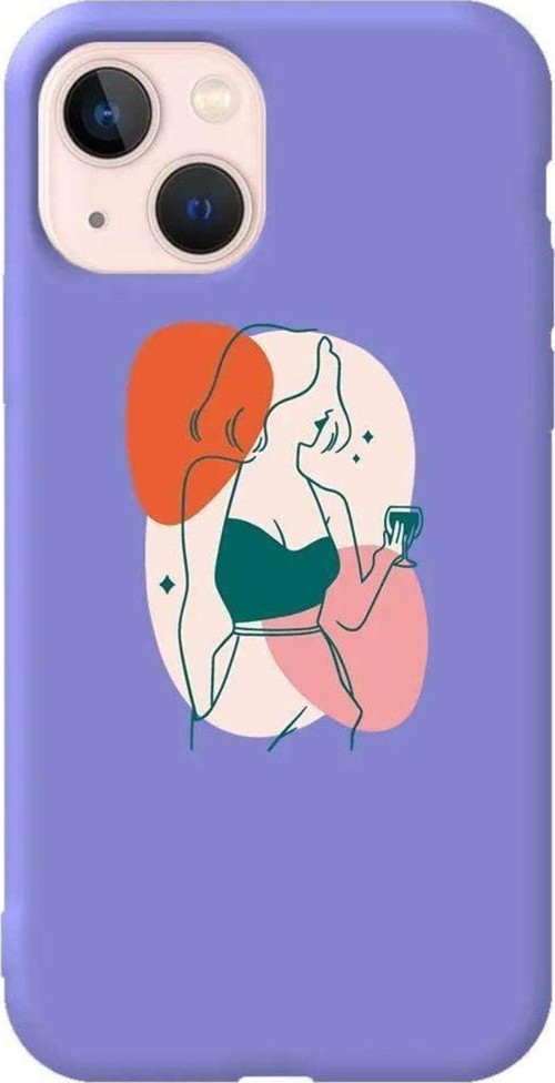 iPhone 13 Lila Renkli Silikon Telefon Kılıfı - Lucy