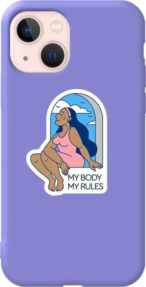 iPhone 13 Lila Renkli Silikon Telefon Kılıfı - My Rules!