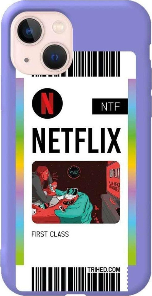 iPhone 13 Lila Renkli Silikon Telefon Kılıfı - Netflix Bileti