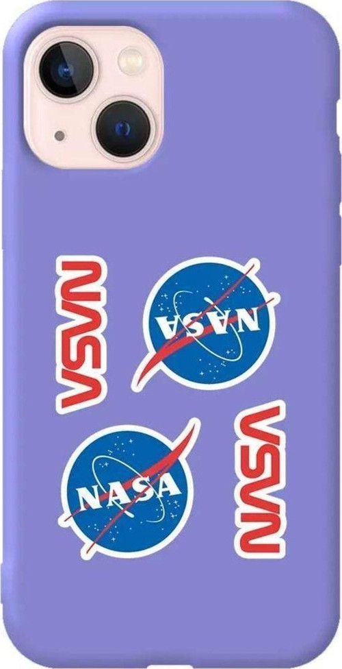 iPhone 13 Lila Renkli Silikon Telefon Kılıfı - Space Station