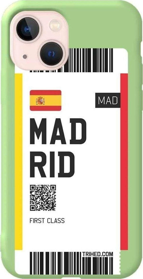 İphone 13 Mini Açik Yesil Renkli Silikon Telefon Kılıfı - Madrid Bileti