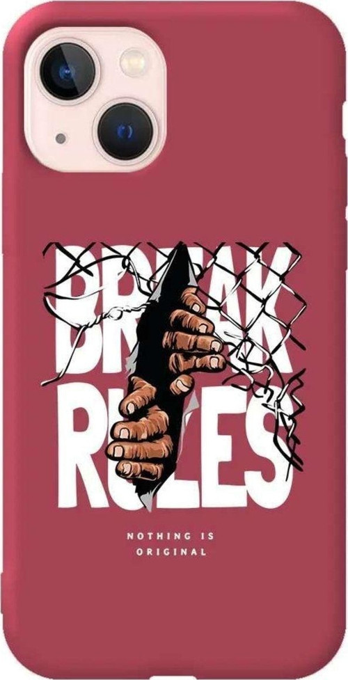 İphone 13 Mini Bordo Renkli Silikon Telefon Kılıfı - Break Rules
