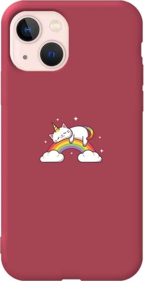 İphone 13 Mini Bordo Renkli Silikon Telefon Kılıfı - Caticorn 2