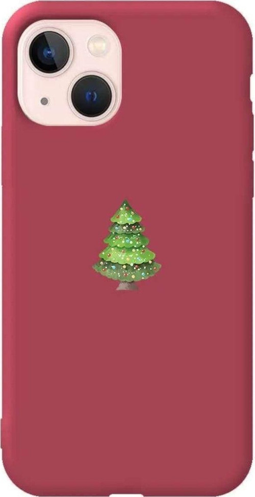 İphone 13 Mini Bordo Renkli Silikon Telefon Kılıfı - Mini Xmas Tree
