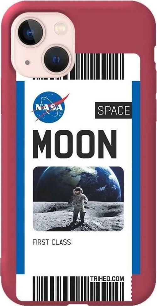 İphone 13 Mini Bordo Renkli Silikon Telefon Kılıfı - Moon Bileti