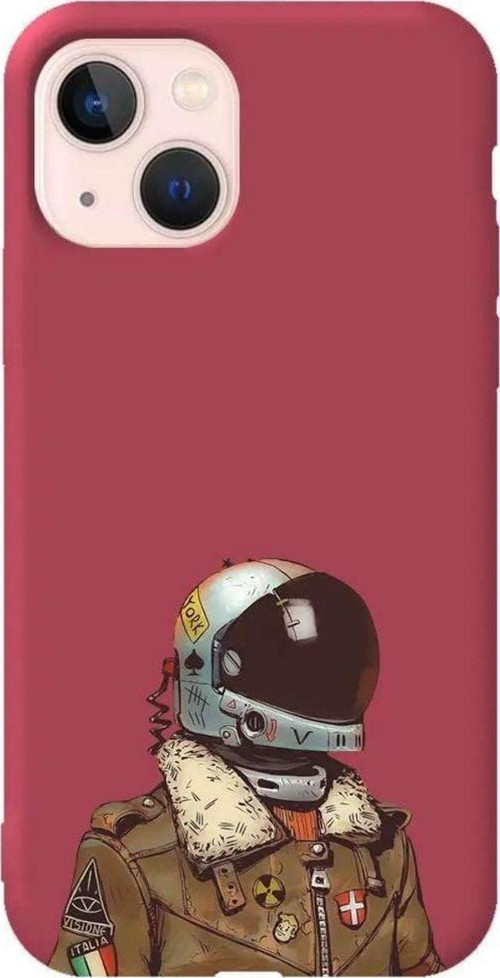 İphone 13 Mini Bordo Renkli Silikon Telefon Kılıfı - Motorcycle Man