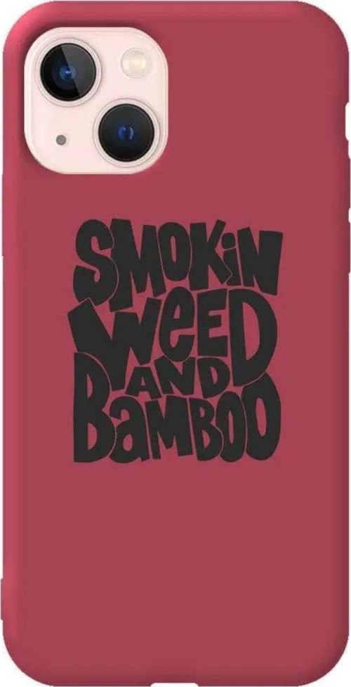 İphone 13 Mini Bordo Renkli Silikon Telefon Kılıfı - Smokin Weed