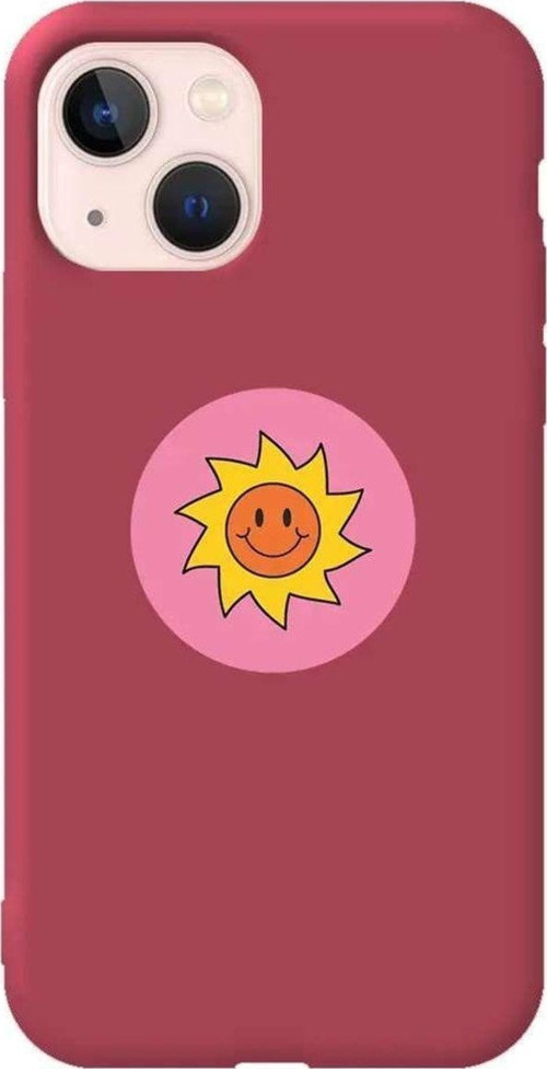 İphone 13 Mini Bordo Renkli Silikon Telefon Kılıfı - Sun