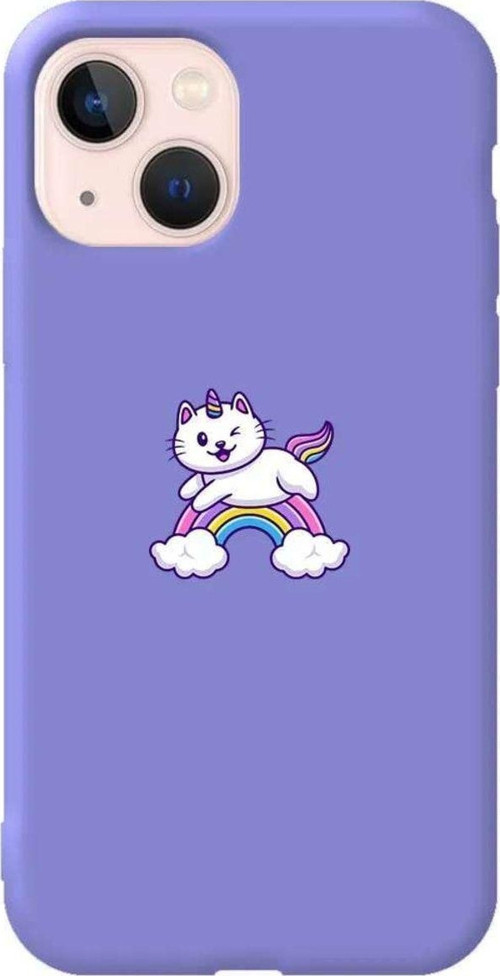 İphone 13 Mini Lila Renkli Silikon Telefon Kılıfı - Caticorn