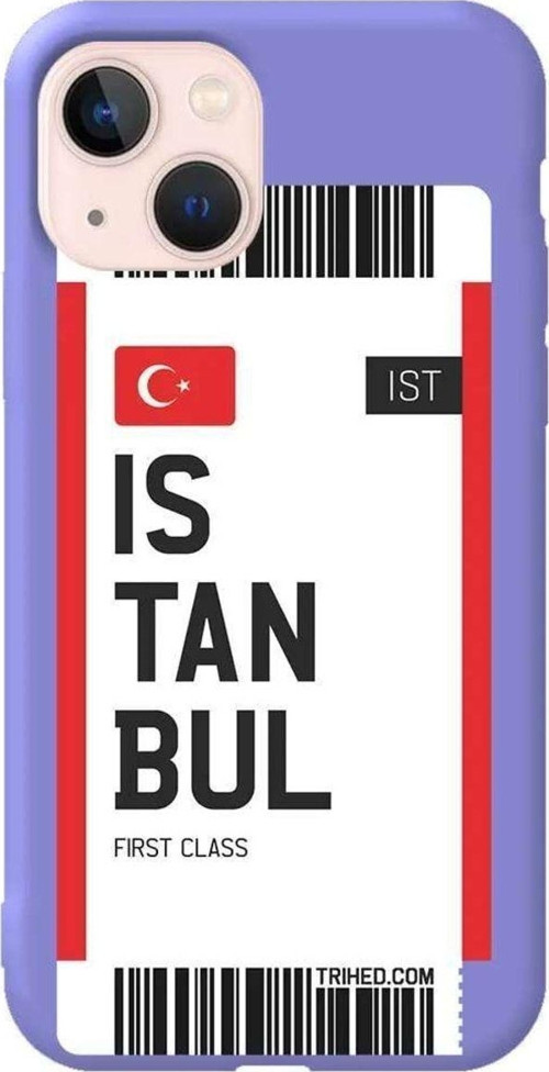 İphone 13 Mini Lila Renkli Silikon Telefon Kılıfı - Istanbul Bileti
